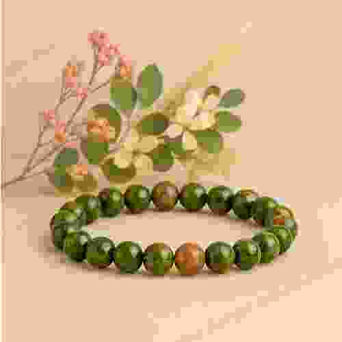 Unakite Gemstone Stretchable Bracelet 