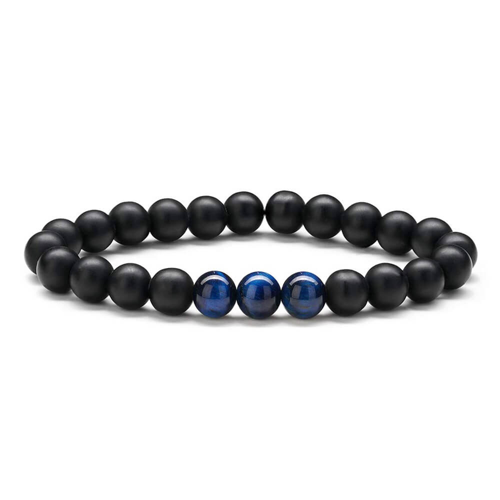 Blue Tiger & Black Tourmaline Bracelet