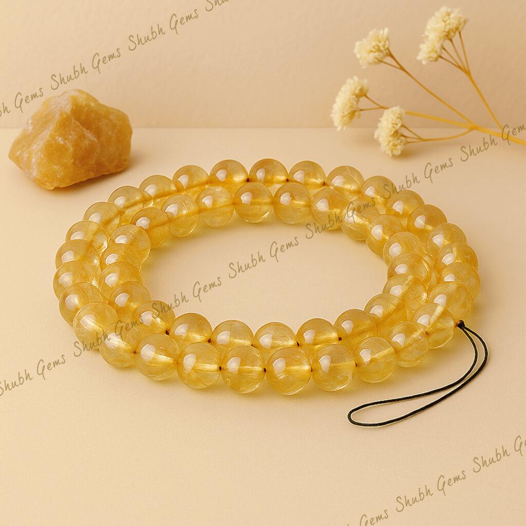 Golden Rutilated Quartz Beads Strand