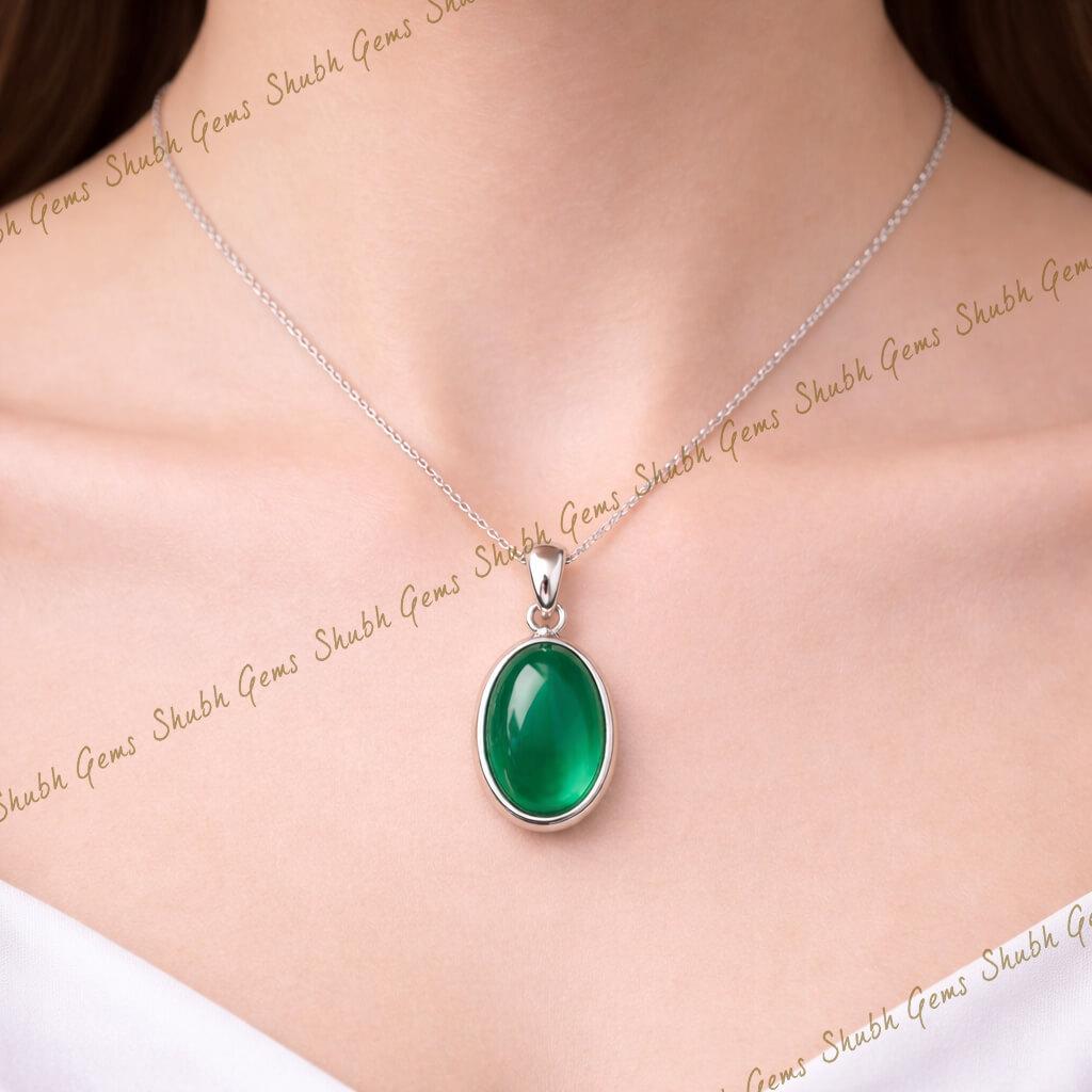 Green Onyx Silver Pendant