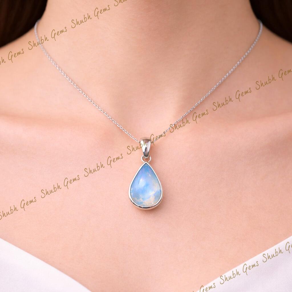 Blue Moonstone Silver Pendant