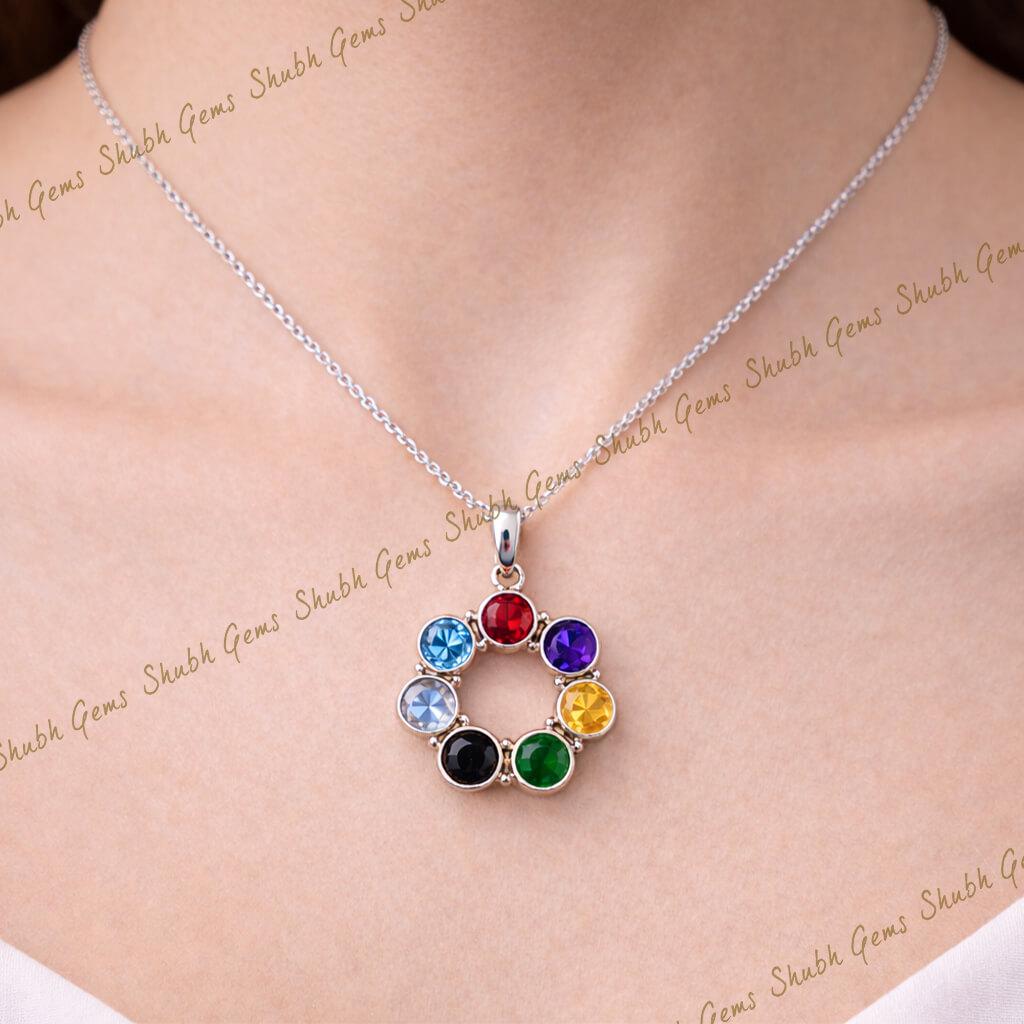 Seven Chakra Silver Pendant