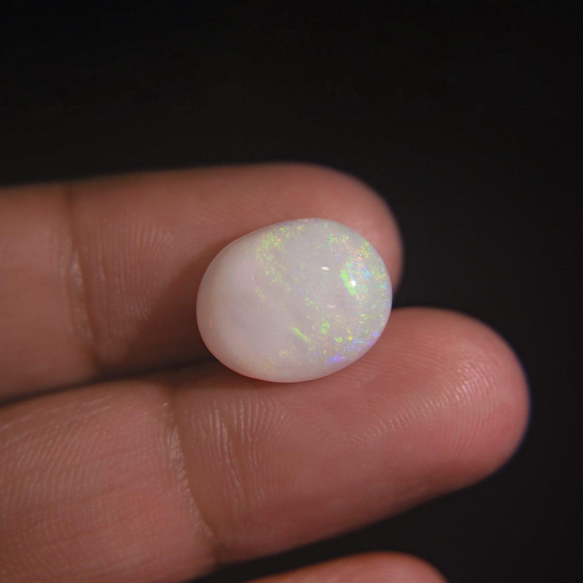 White Opal With Fire - 7.28 Carat