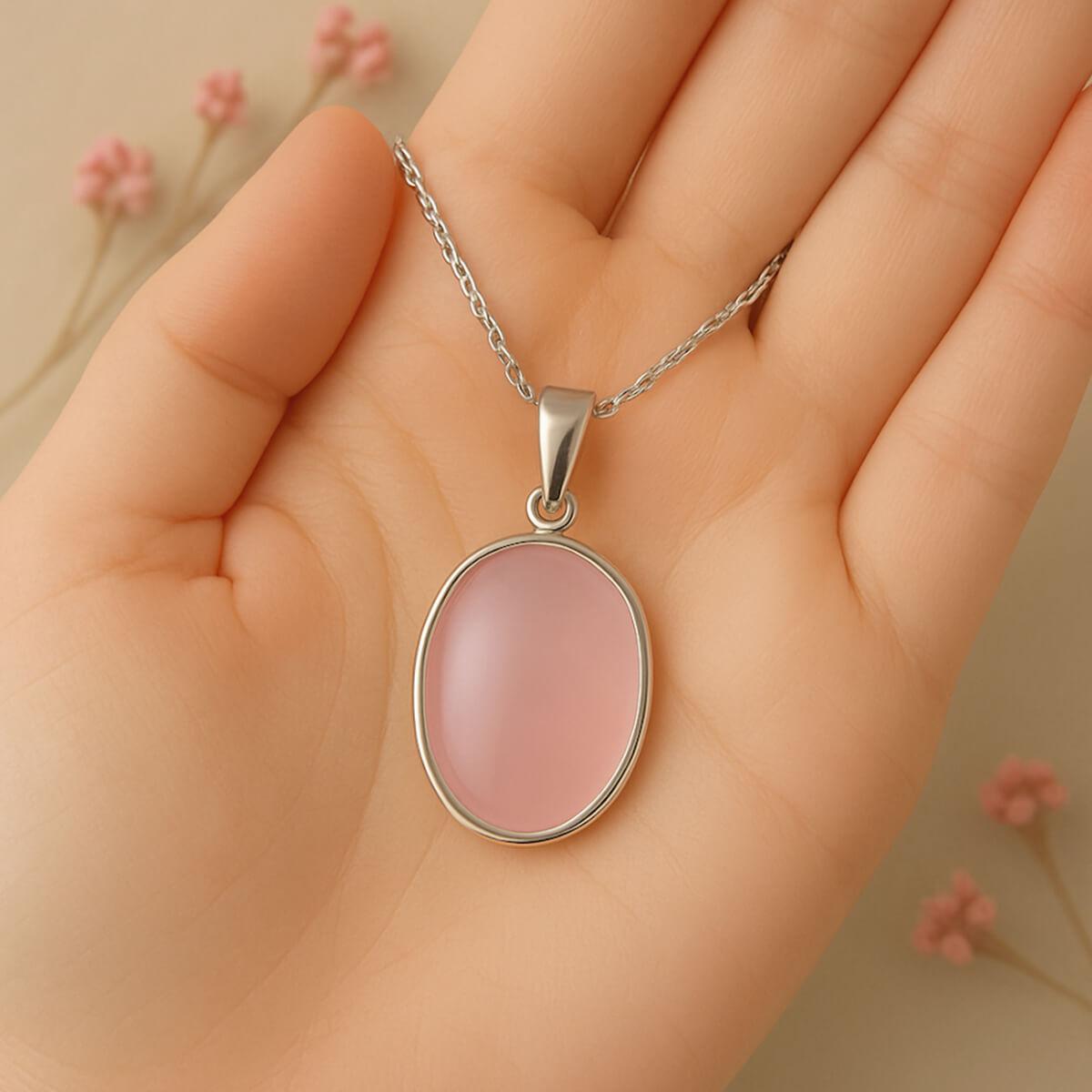 Rose Quartz Silver Pendant