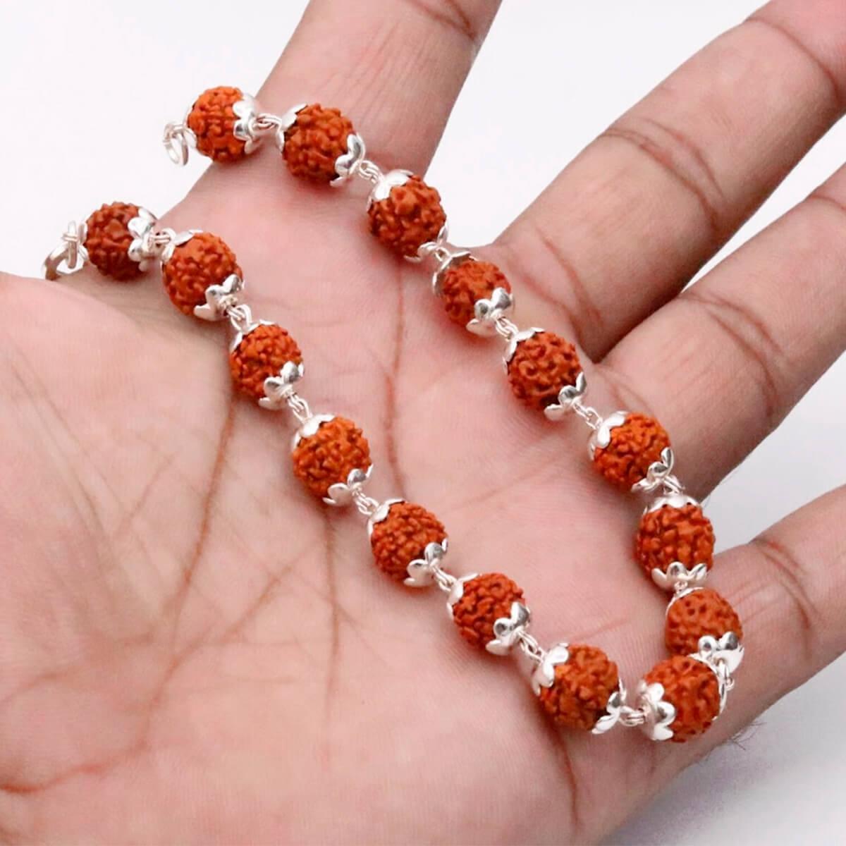 5 Mukhi Rudraksha Silver Mala