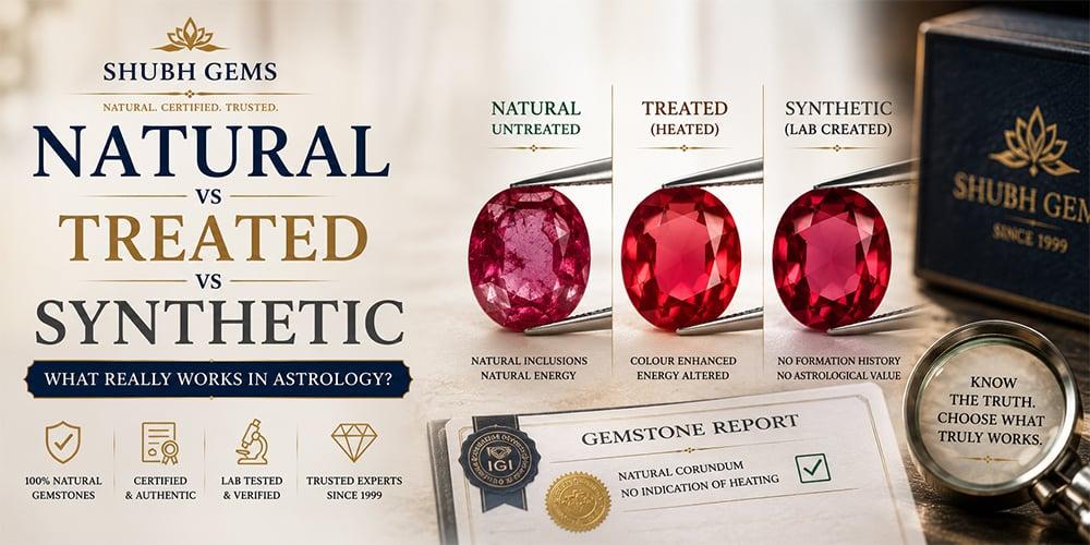 Natural vs Heated vs Synthetic Gemstone — How Treatment Destroys Astrological Power