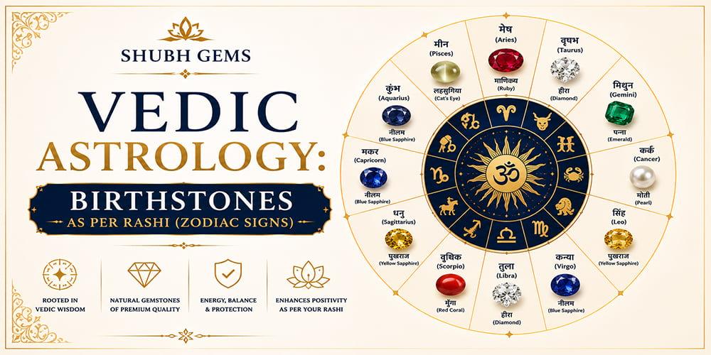 Vedic Astrology: Birthstones As Per Rashi (Zodiac Signs)