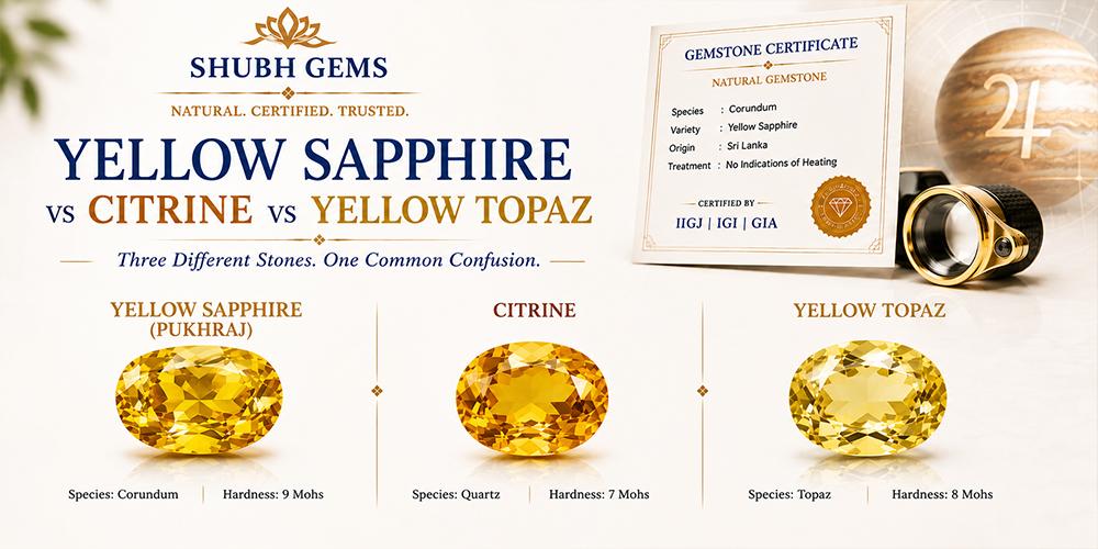 Yellow Sapphire vs Citrine vs Yellow Topaz